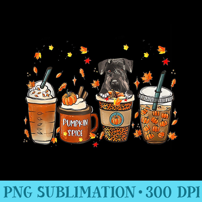 Fall Coffee Pumpkin Spice Latte Iced Autumn Schnauzer - High Resolution PNG Picture - Perfect for Sublimation Mastery