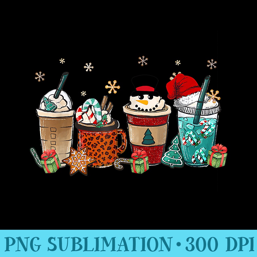 Christmas Coffee Iced Latte Cozy Winter Coffee Lovers - High Quality PNG Picture - Unleash Your Creativity
