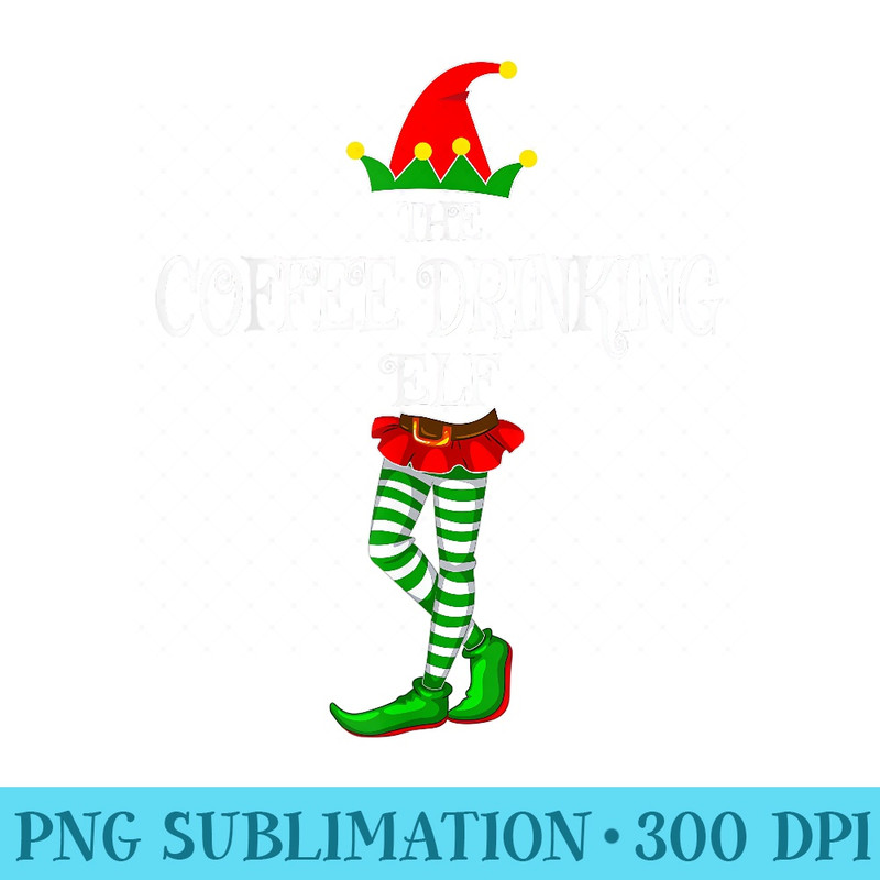 The Coffee Drinking Elf Family Matching Xmas Funny Christmas - Transparent Shirt Mockup - Fashionable and Fearless