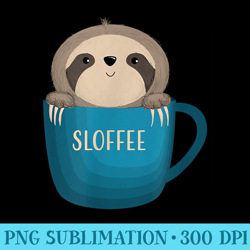 Sloffee Sloth Coffee Mug - High Quality PNG Download - Vibrant and Eye-Catching Typography