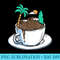 Japanese Kawaii Great Wave Coffee Mug Beach Palm Tree Surf - High Resolution PNG Resource - Perfect for Sublimation Art