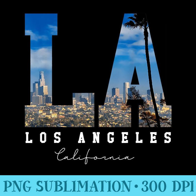LosAngeles California LA Skyline PrideBlack White - High Resolution PNG Graphic - Spice Up Your Sublimation Projects
