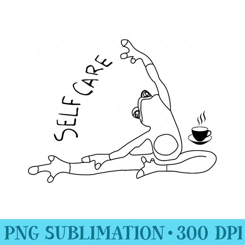 Funny Self Care Frog Doing Yoga With Coffee - Transparent Shirt Design - Revolutionize Your Designs