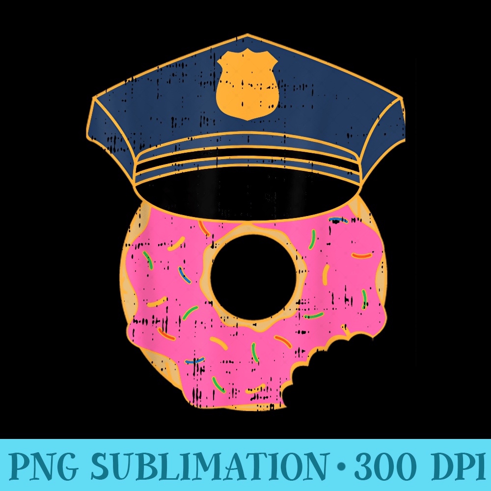 Donut Sprinkles Police Hat Cop Awesome Doughnut Food - PNG Graphic Design - Easy-To-Print And User-Friendly Designs
