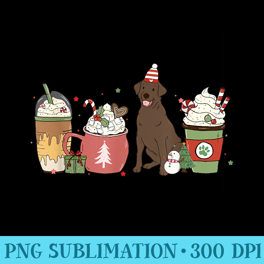 Chocolate Lab Coffee Latte Winter Christmas Dog Mom Holiday - Transparent PNG File - Trendsetting And Modern Collections