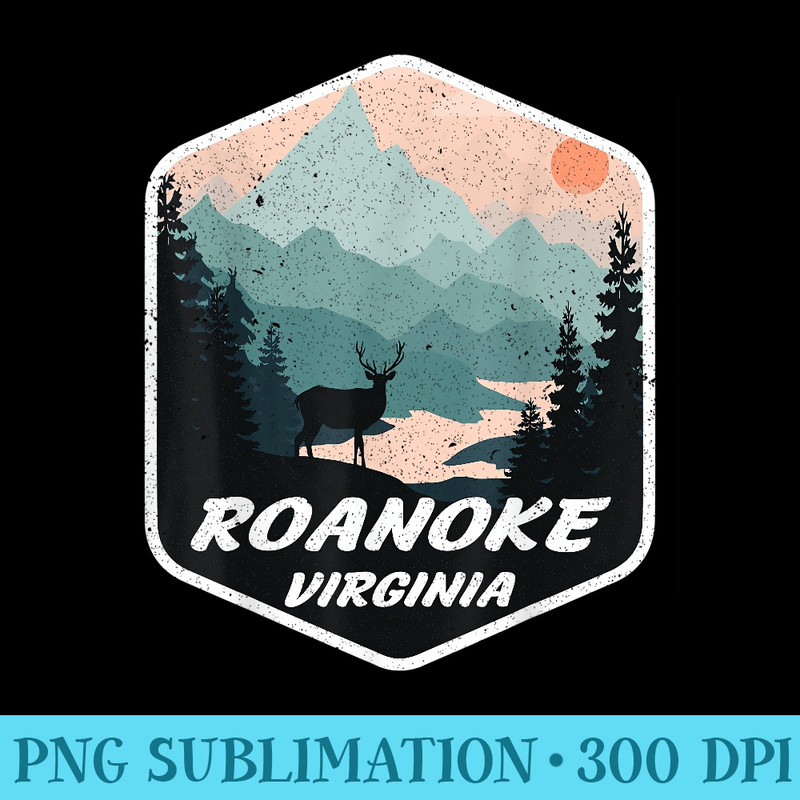 Roanoke Virginia VA Mountains Hike Hiking Souvenir - Download PNG Graphic - Transform Your Sublimation Creations