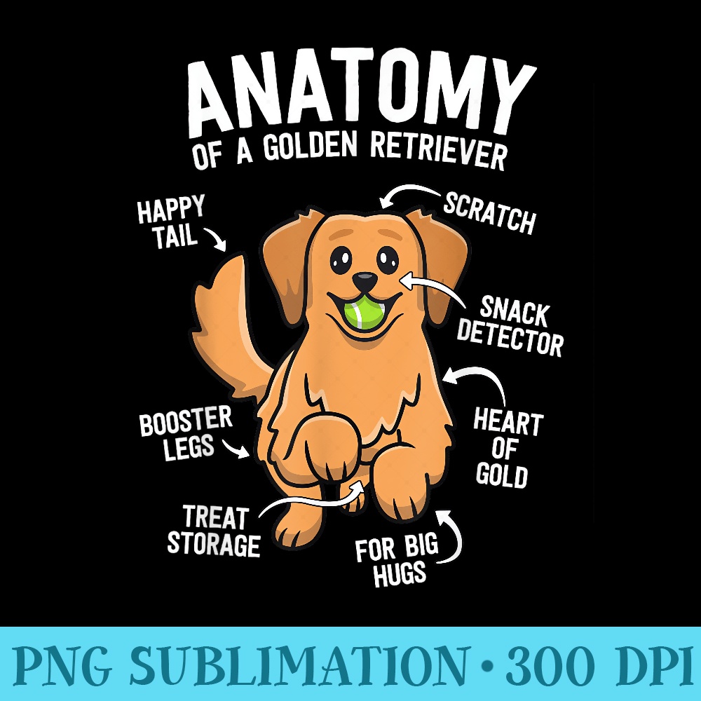 Anatomy Of A Golden Retriever Funny Dog Lover - PNG File Download - Instantly Transform Your Sublimation Projects