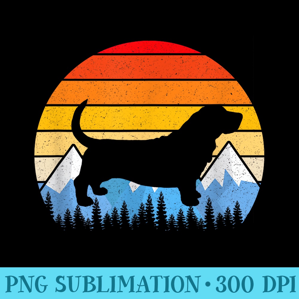 Vintage Retro Basset Hound T Basset Hound Lovers - Transparent PNG File - Perfect for Personalization