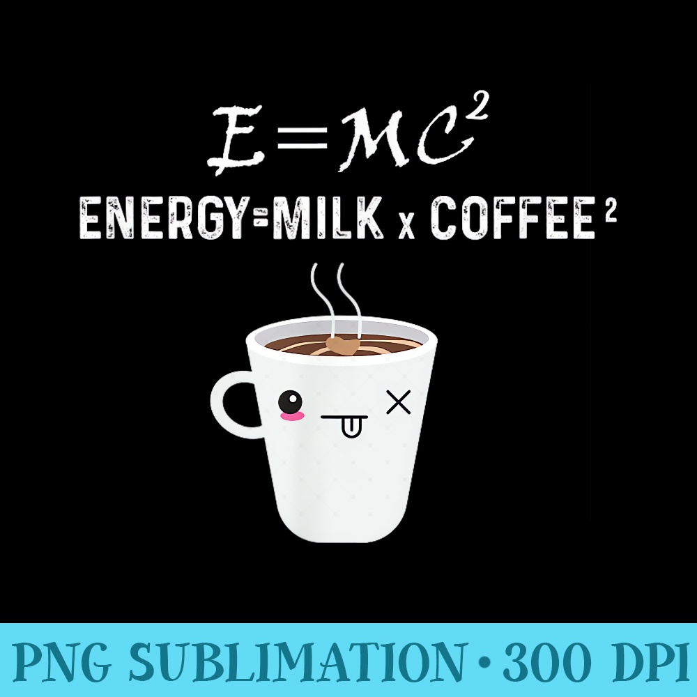 EMC2 Funny Science Coffee Energy Milk Coffee Science - PNG Illustration Download - Quick And Seamless Download Process