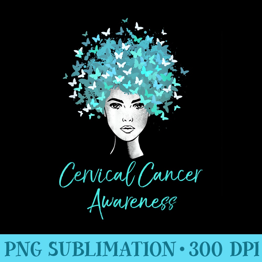 Cervical Cancer Awareness T Butterflies - Download Transparent Artwork - Perfect for Personalization