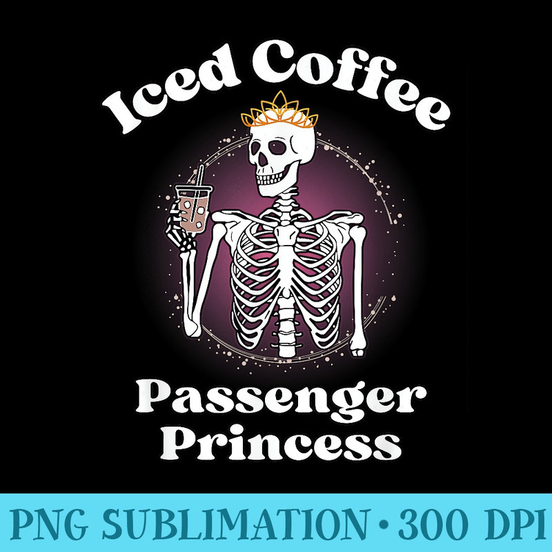 Iced Coffee Passenger Princess Cute Skeleton Goth Girlfriend - High Resolution PNG Image - Revolutionize Your Designs