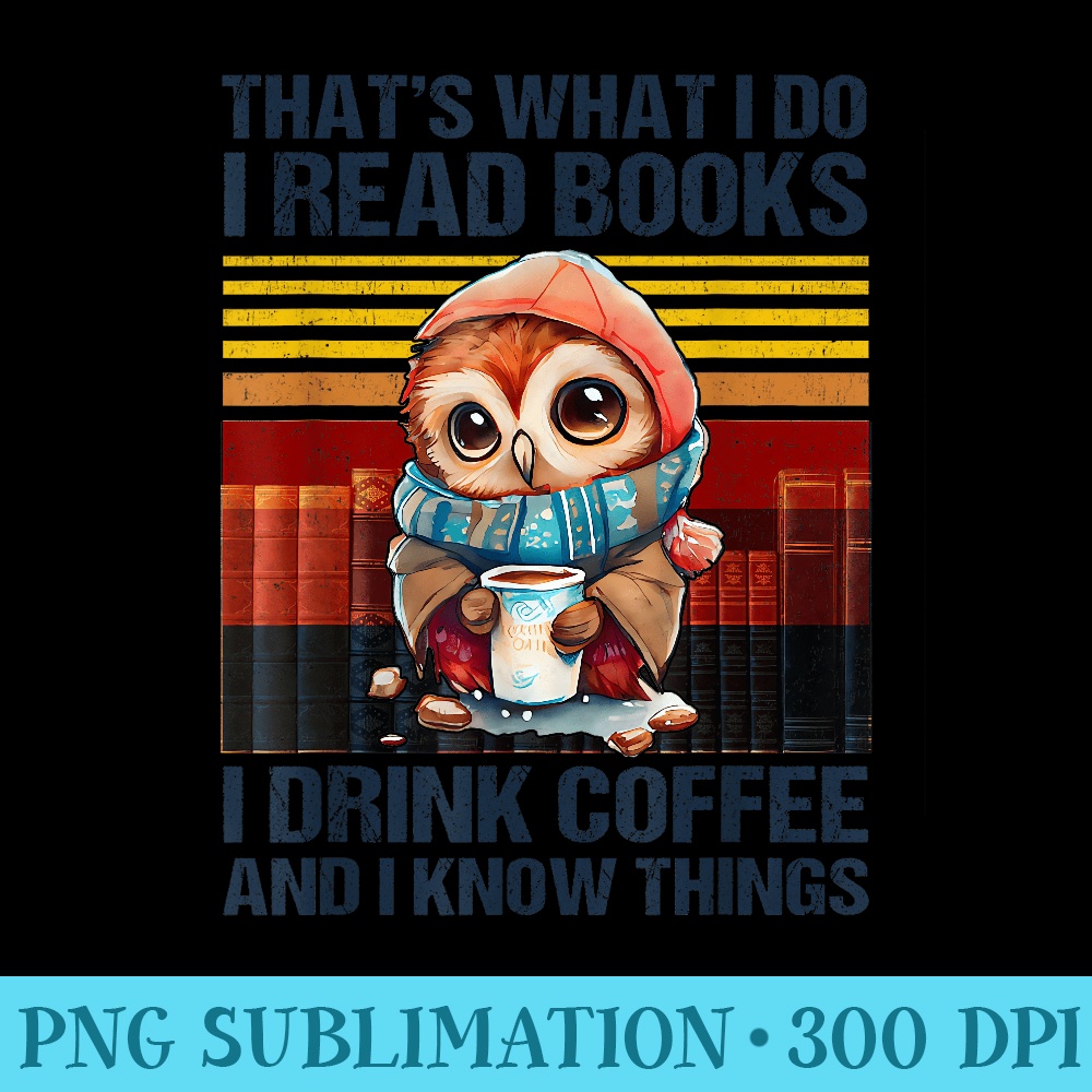 Funny Owl Thats What I Do I Read Books I Drink Coffee - PNG Image Download - Enhance Your Apparel with Stunning Detail