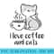 I love coffee and cats Coffee beans cups Coffee Cat - High Resolution PNG Clipart - Stunning Sublimation Graphics