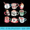 Funny Cute Christmas Mugs Drink Hot Cocoa Coffee Cappuccino - High Resolution PNG Clipart - Versatile And Customizable Designs