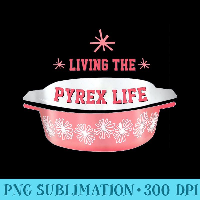 Living the Pyrex Life Mid Century Pink Daisy vintage Pyrex - Transparent PNG Design - Unique And Exclusive Designs