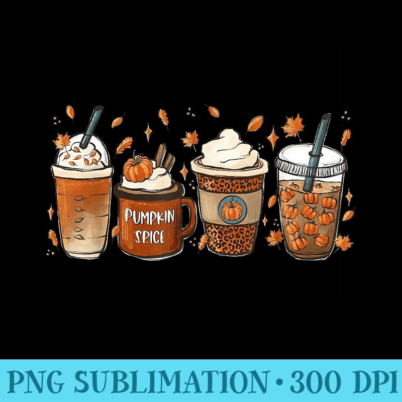Womens Pumpkin Spice Latte Drink Cup Halloween Coffee Lover - Download PNG Illustration - Perfect for Personalization