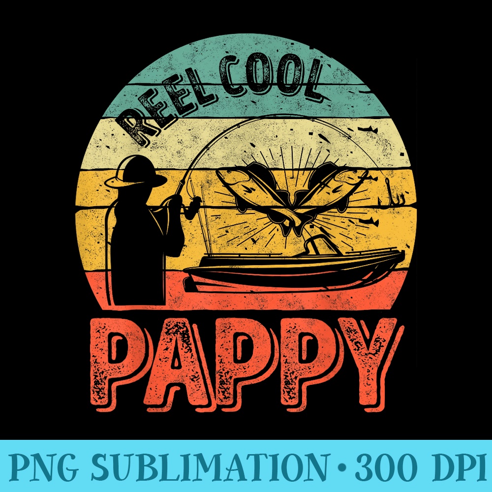 Reel Cool Pappy Fisherman Christmas Fathers Day - High Quality PNG Artwork - Perfect for Personalization
