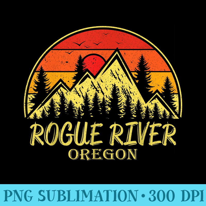 Vintage Rogue River Oregon OR Mountains Hike Hiking Souvenir - High Resolution PNG File - Premium Quality PNG Artwork