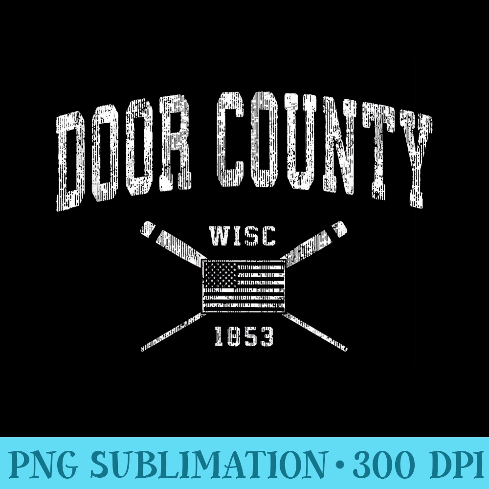 Door County WI Nautical T Vintage US Flag - Transparent PNG Artwork - Bold & Eye-catching