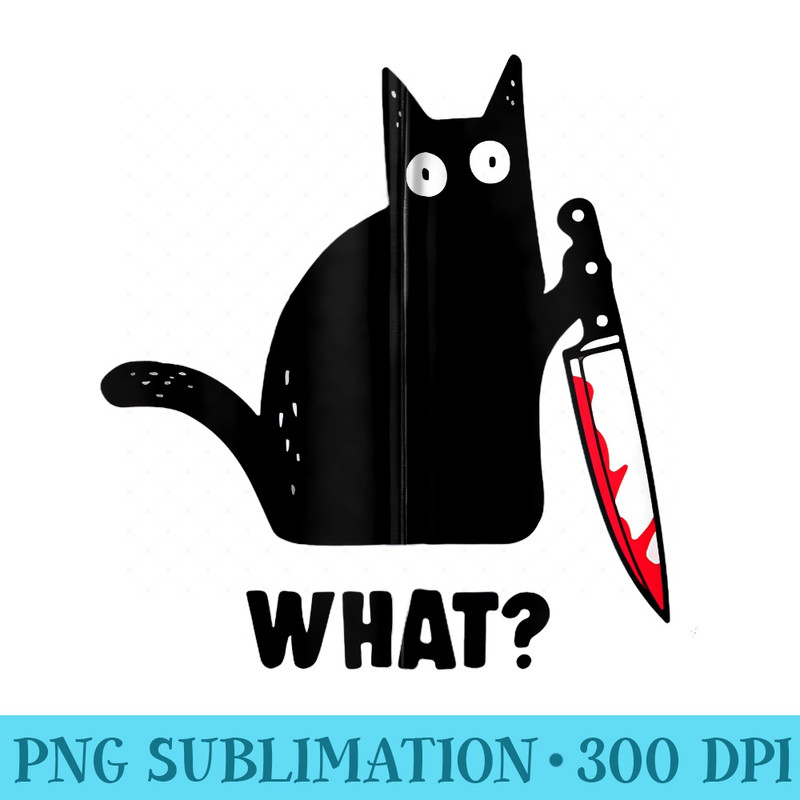 Cat What Funny Black Cat , Murderous Cat With Knife Zip Hoodie - Digital PNG Artwork - Unique And Exclusive Designs
