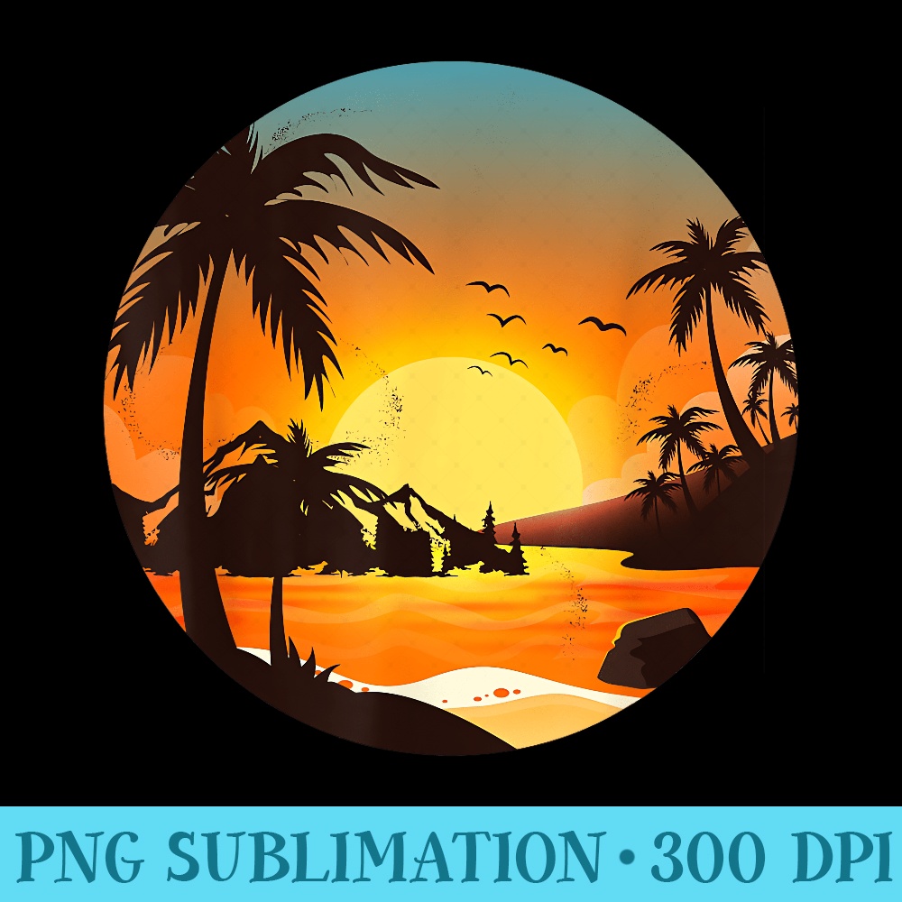 Tropical Sunset Mountains Beach Vacation Palm Trees Forest - Unique Sublimation patterns - Defying the Norms