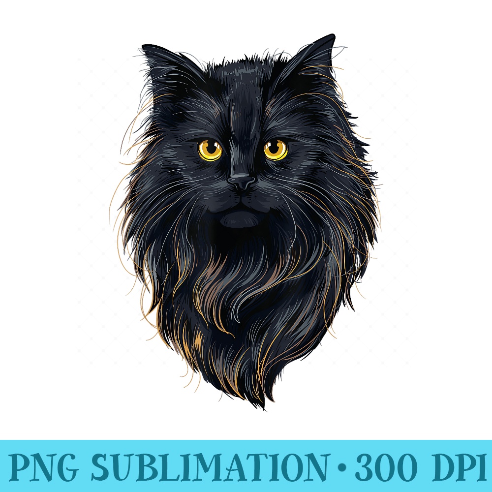 Black Cat Yellow Eyes Kitty Kitten Cat - Sublimation PNG Designs - Eco Friendly And Sustainable Digital Products