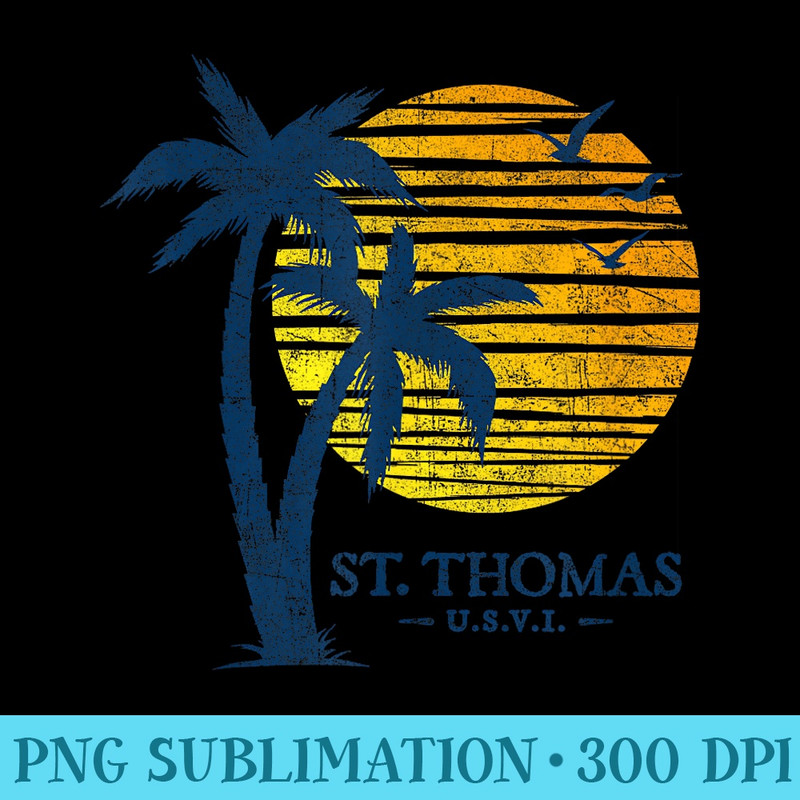 St Thomas USVI Souvenir Colorful Beach Sunset Mens Womens - Unique Sublimation PNG Download - Capture Imagination with Every Detail