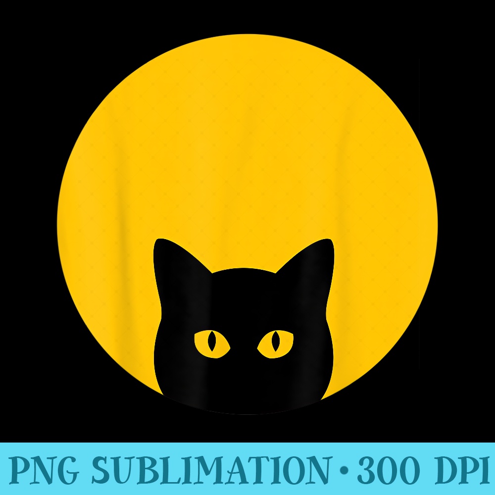 Solar Eclipse Black Cat Yellow Eye Full Moon shirt Halloween - PNG design assets - Capture Imagination with Every Detail