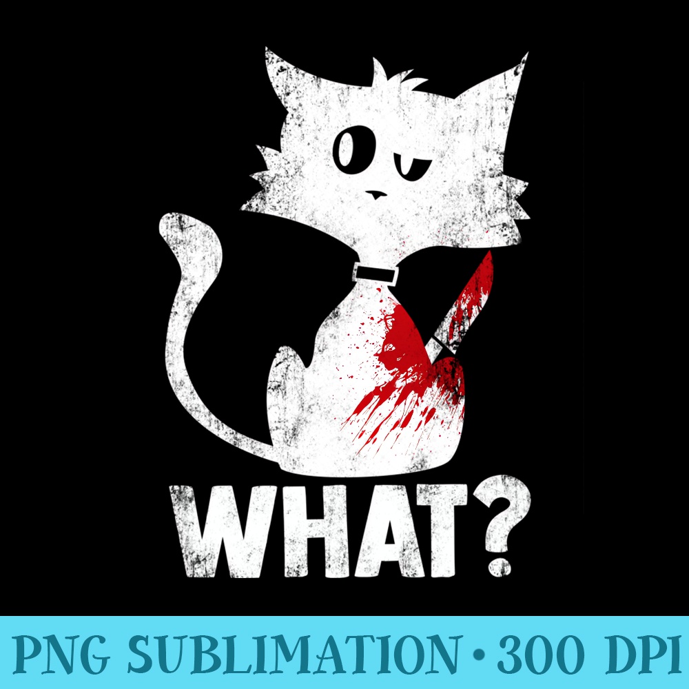 Cute Psycho Murderous Black Cat What With Knife Halloween - Trendy PNG Designs - Easy-To-Print And User-Friendly Designs