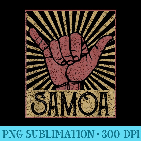 Samoa Hand Sign Vintage Shaka Samoa Samoan Beach Sunset Surfer - Exclusive P | Inspire ...