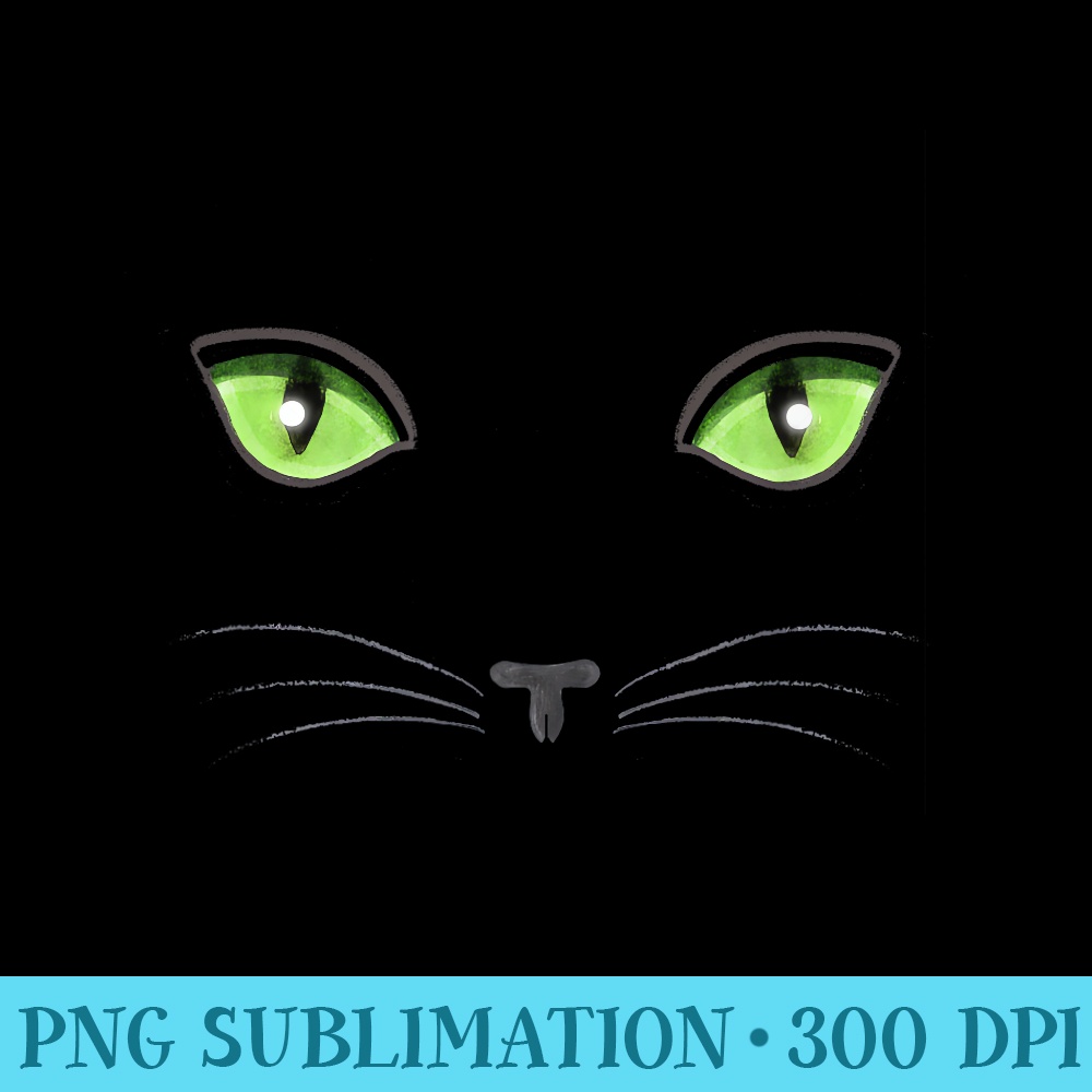 Black Cat Green Eyes Cat Face - PNG Design Files - Transform Your Sublimation Creations