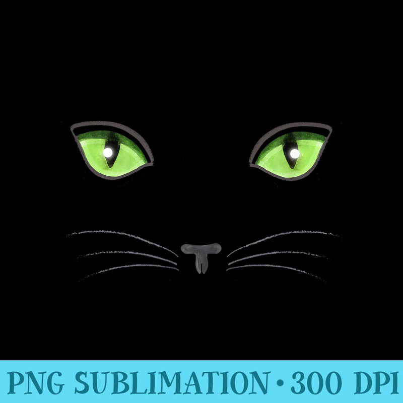 Black Cat Green Eyes Cat Face - PNG Design Files - Transform Your Sublimation Creations