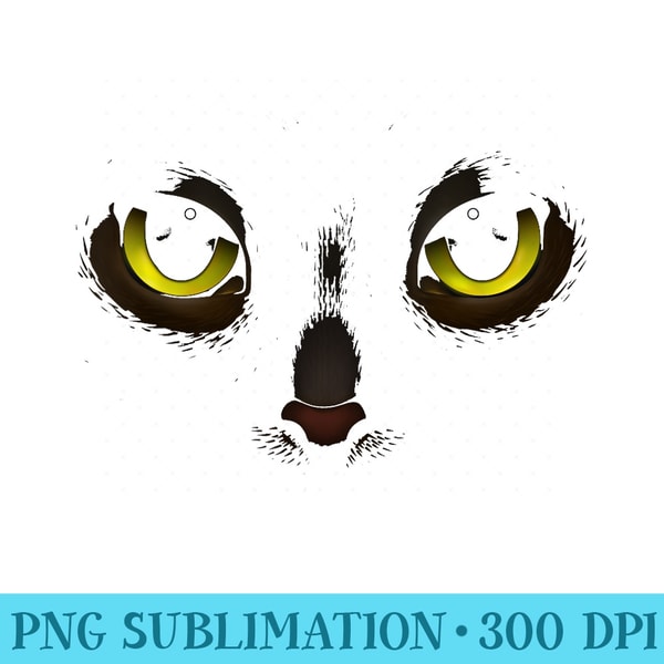 Black Cat Face Cats Eyes - Mug Sublimation PNG - Perfect for Sublimation Mastery