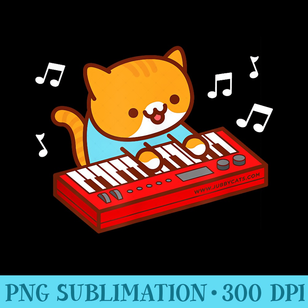 Funny Cat Playing Keyboard - Download High Resolution PNG - Spice Up Your Sublimation Projects