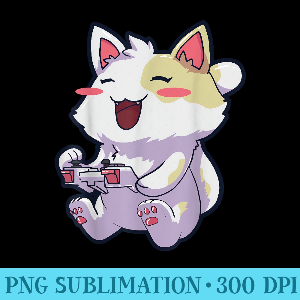 Anime Gamer Gaming Video Games Cat Kawaii Neko Gamer Girl - PNG Download Clipart - Unlock Vibrant Sublimation Designs