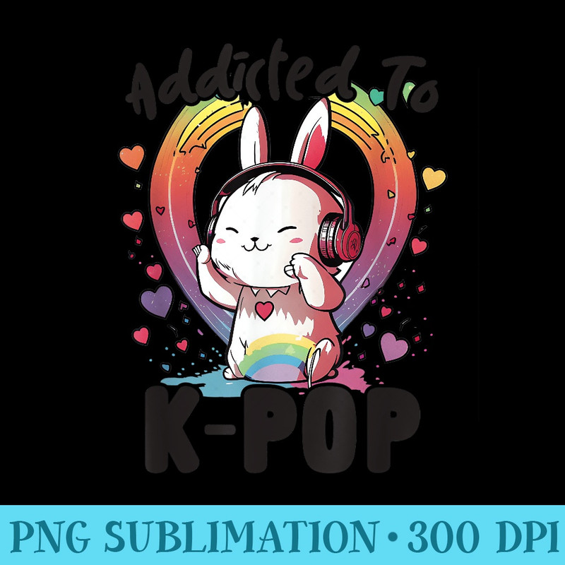 Addicted To Kpop Tie Dye Rabbit Merch Kpop Merchandise - PNG file download - Unleash Your Inner Rebellion
