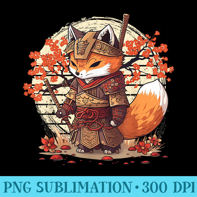 Samurai Fox Warrior Japanese Ninja Fox Kawaii - PNG Download Library - Enhance Your Apparel with Stunning Detail