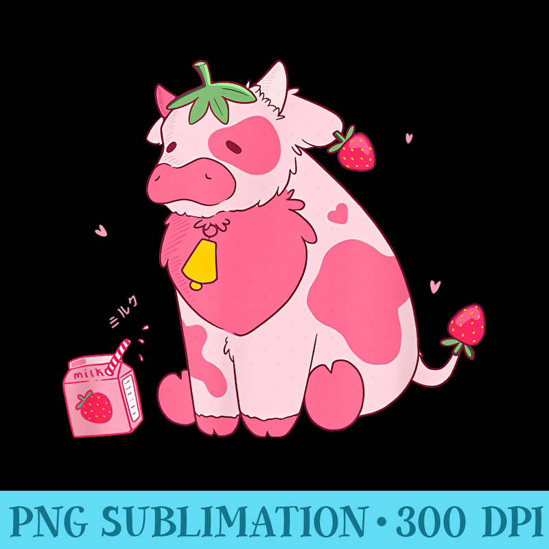 Cute Strawberry Milk Cow Kawaii Aesthetic - Unique Sublimation patterns - Unleash Your Creativity