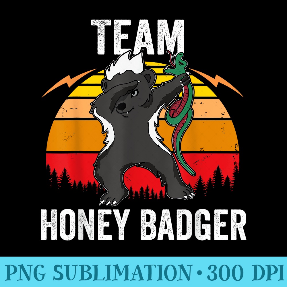 Team Honey Badger Dabbing Animal Lover Retro - Transparent PNG Download - Limited Edition And Exclusive Designs
