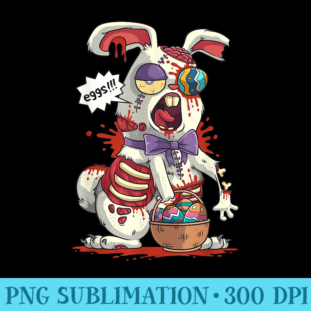 Kawaii Zombie Easter Bunny Easter Egg Hunt - PNG Art Files - Capture Imagination with Every Detail