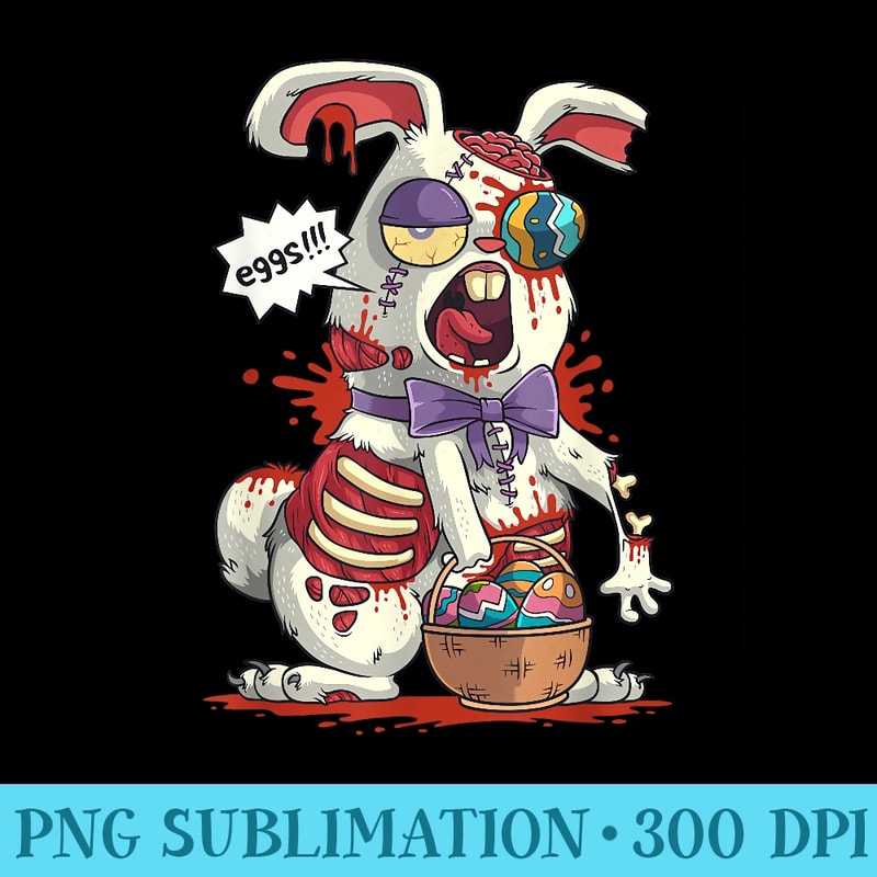 Kawaii Zombie Easter Bunny Easter Egg Hunt - PNG Art Files - Capture Imagination with Every Detail
