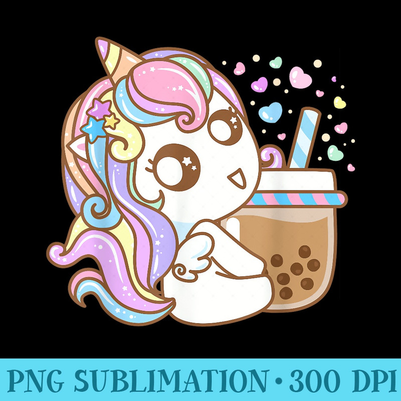 Boba Kawaii Unicorn Pegasus Boba Milk Tea Bubble Tea - PNG design downloads - High Resolution And Print-Ready Designs