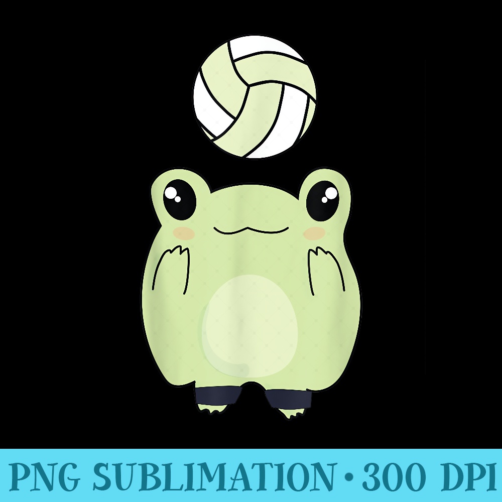Kawaii Frog Loves Volleyball - PNG Design Files - Stunning Sublimation Graphics