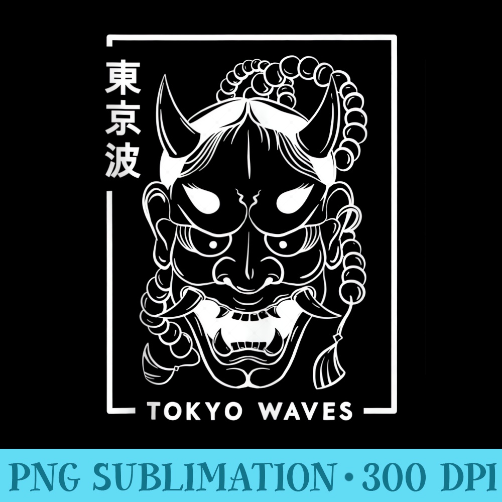 Japanese Demon Hannya Oni Mask Drawn Minimalistic Japan Art - Sublimation backgrounds PNG - Quick And Seamless Download Process