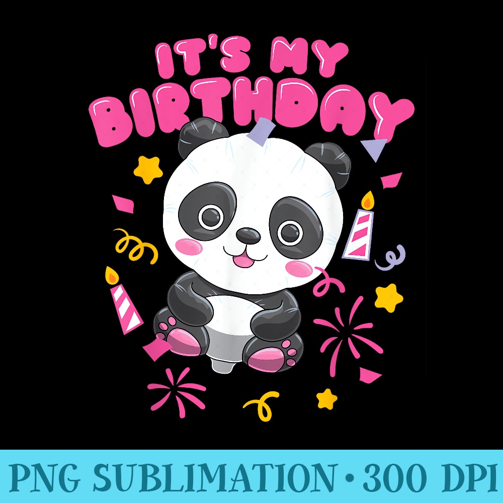 Kawaii Panda Balloon Its My Birthday Party for Girls - Sublimation graphics PNG - Capture Imagination with Every Detail