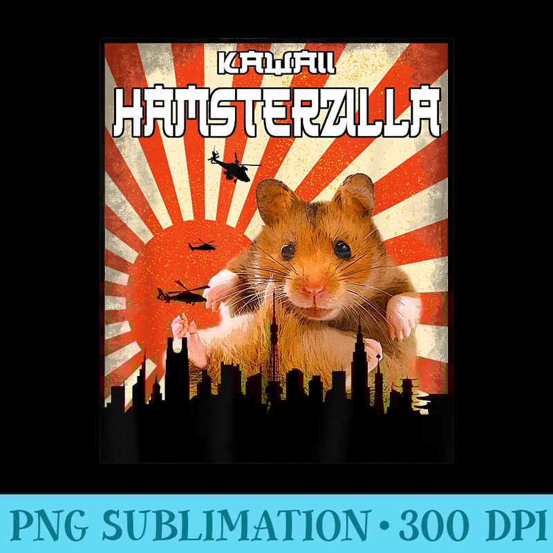 HamsterZilla Hamster, Cute Hamster Monster Kawaii - High Quality PNG Files - Spice Up Your Sublimation Projects