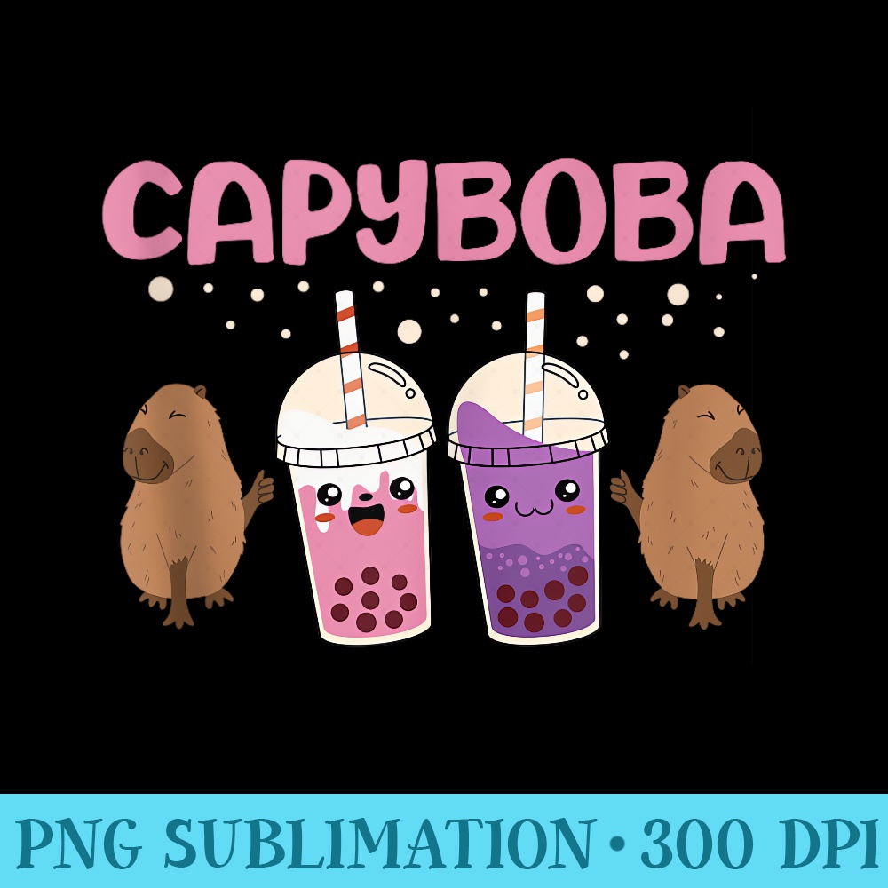 Cute Animal Boba Tea Capybara Bubble Tea - Blank Shirt Template PNG - Unleash Your Creativity