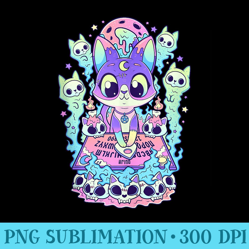 Kawaii Pastel Goth Cute and Creepy Occult Cat Ouija Board - Trendy PNG Designs - Unlock Vibrant Sublimation Designs
