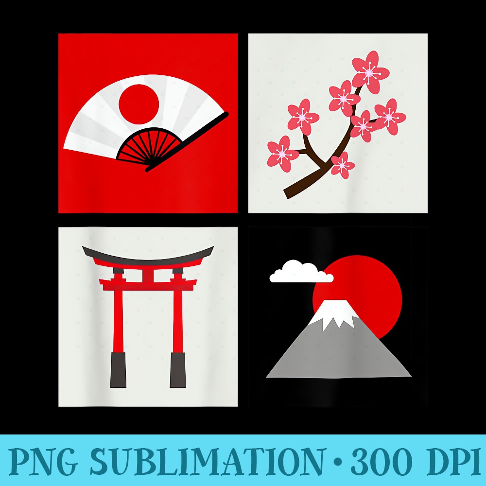 JAPAN LAND OF SAKURA, TEMPLE, TORII GATE, MT FUJI - Shirt Illustration PNG - Perfect for Sublimation Mastery