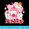 Pink Strawberry Milk Japanese Kawaii Cat - Sublimation clipart PNG - Perfect for Creative Projects